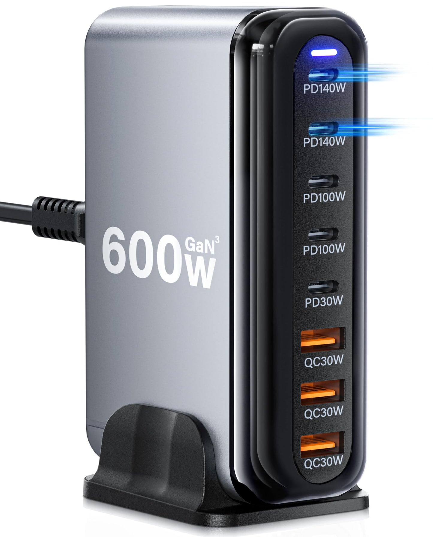 140W USB-C Charging Station with 8 Ports - Powerful GaN Laptop Charger in DEMO