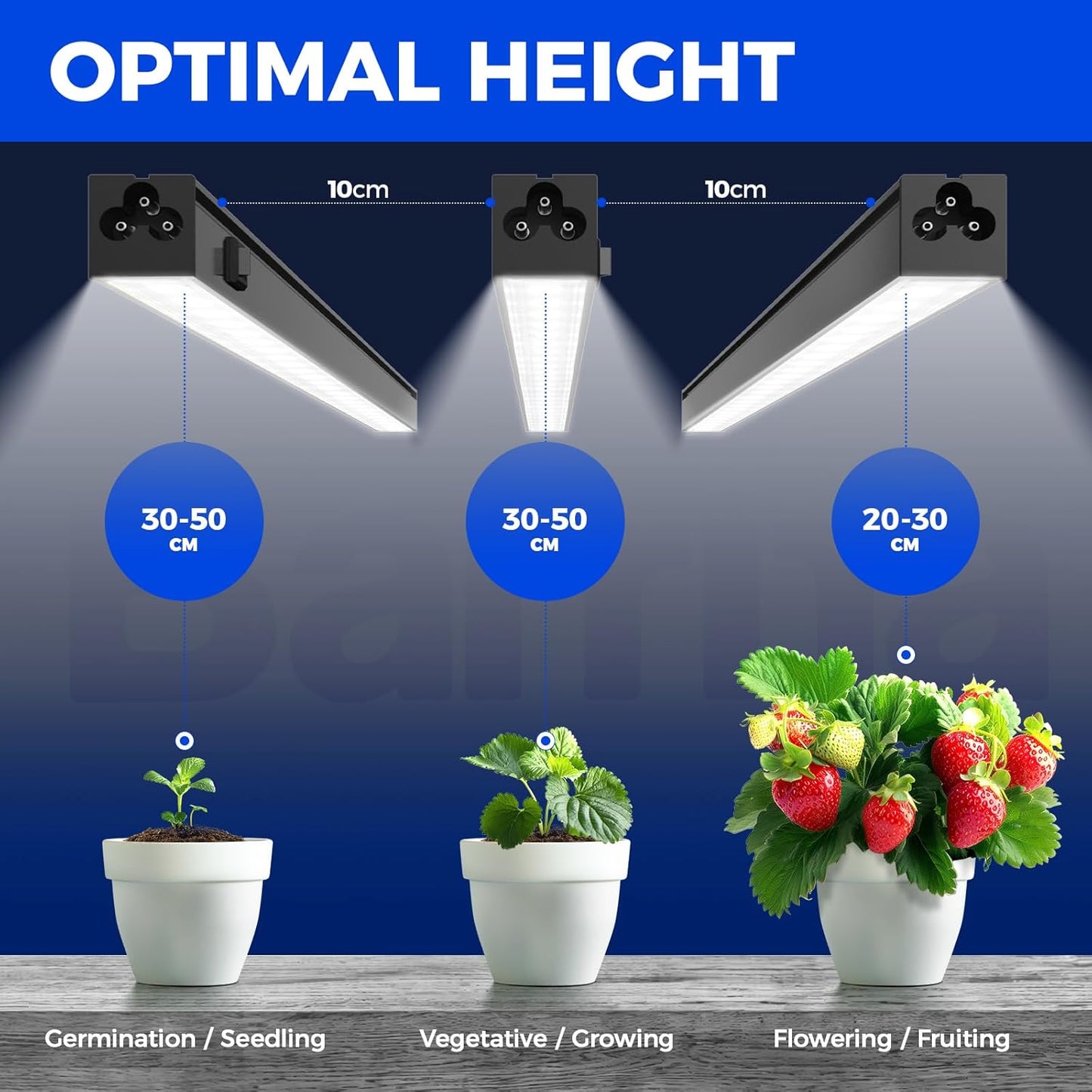 Barrina 1FT Growing Lamps Full Spectrum LED Plant Grow Lamp 10W 5000K NEW