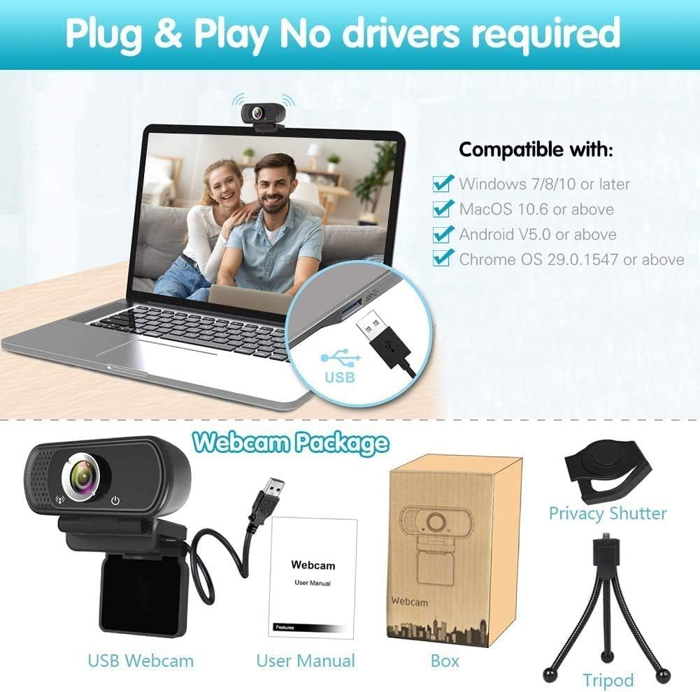 High-Definition 1080P Webcams Webcam with Stereo Microphone for Live NEW