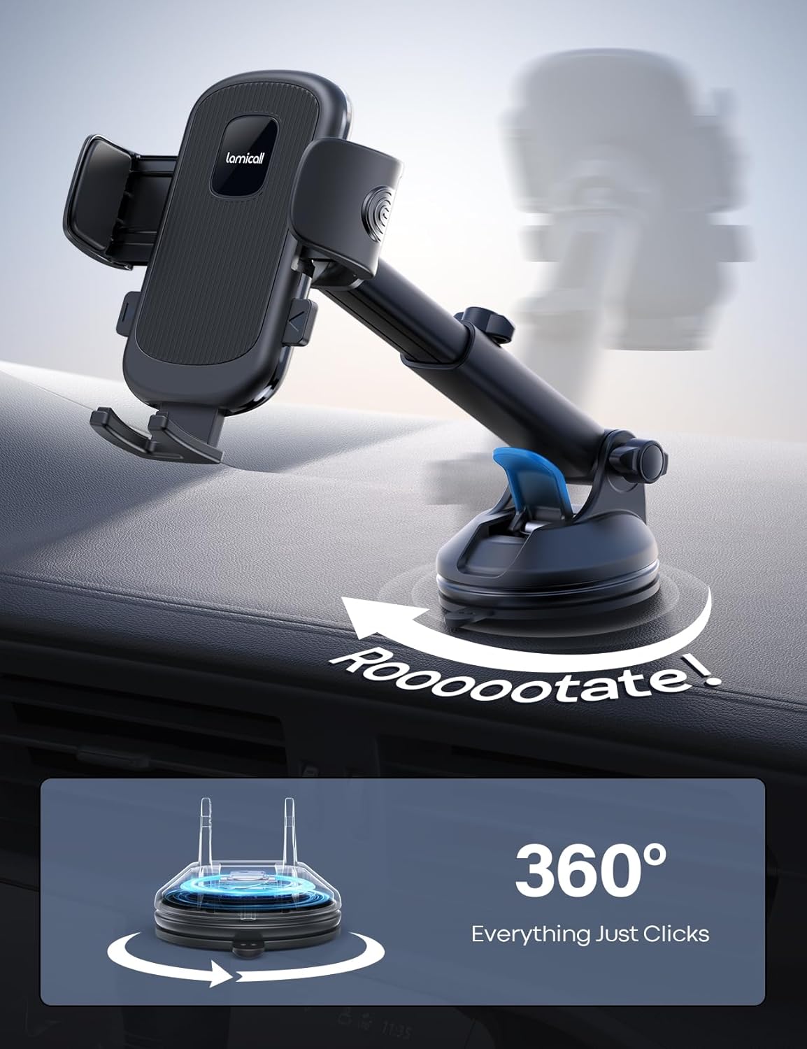 Lamicall Strongest Automobile Accessories Military-Grade Suction Cup Car DEMO