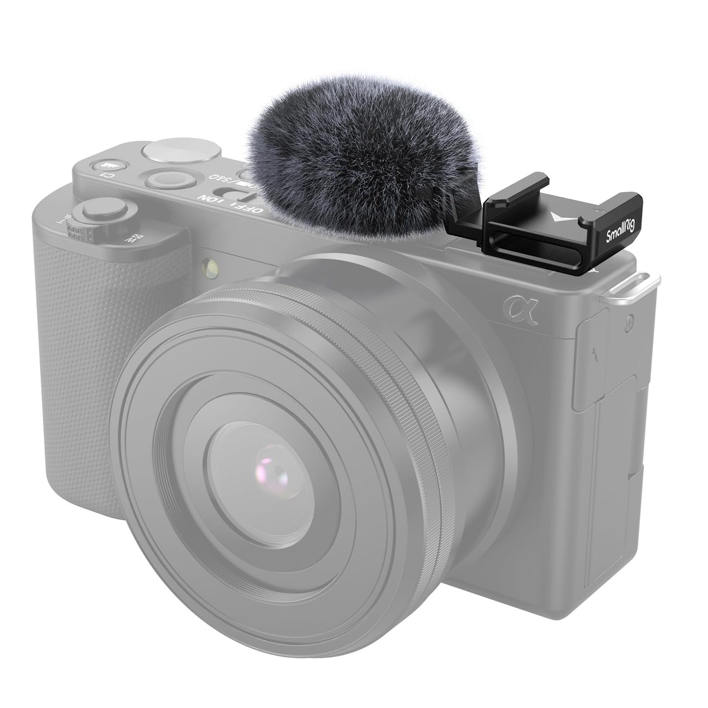 SMALLRIG Cold Shoe Adapter with Windshield for Sony Cameras - Black Flash NEW