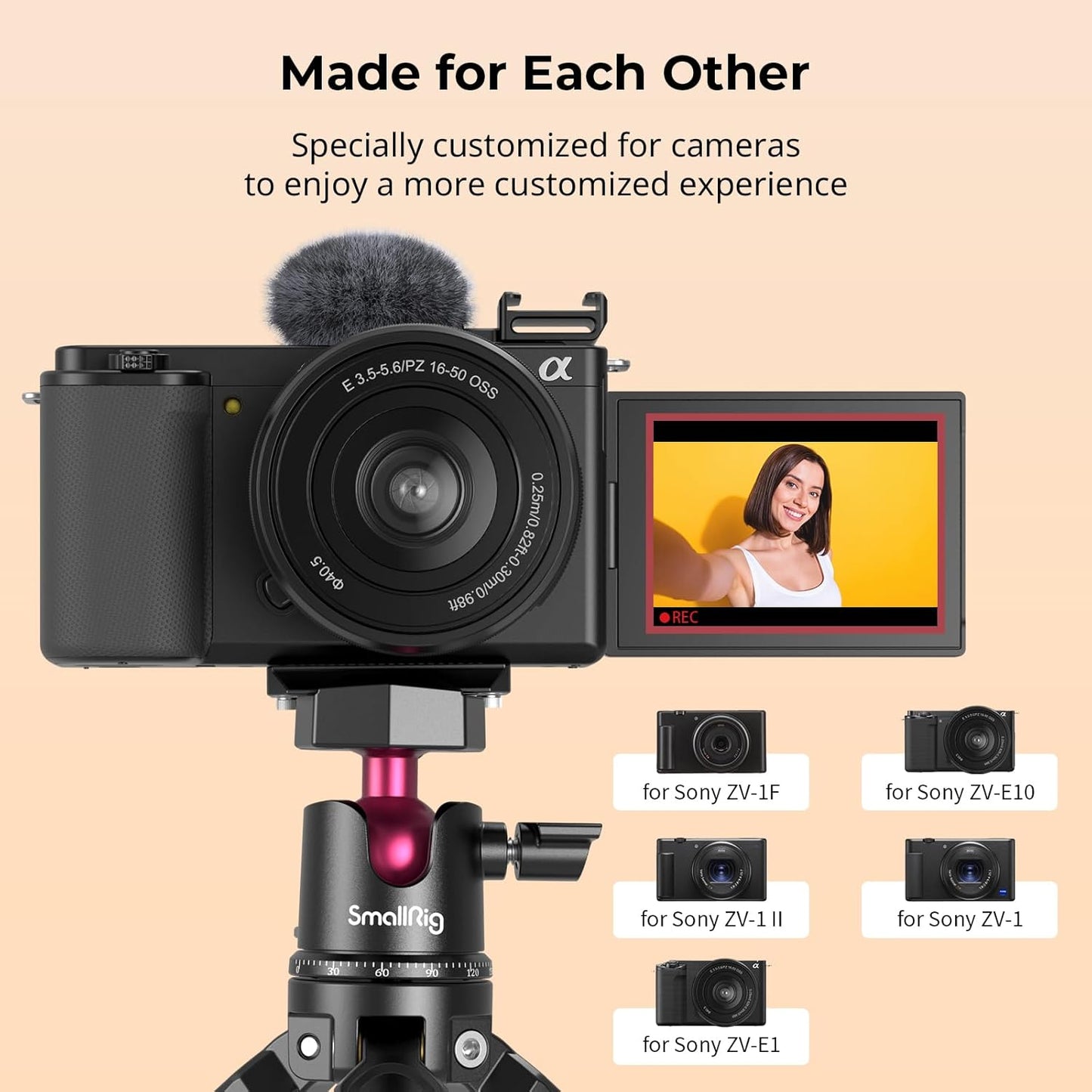 SMALLRIG Cold Shoe Adapter with Windshield for Sony Cameras - Black Flash NEW