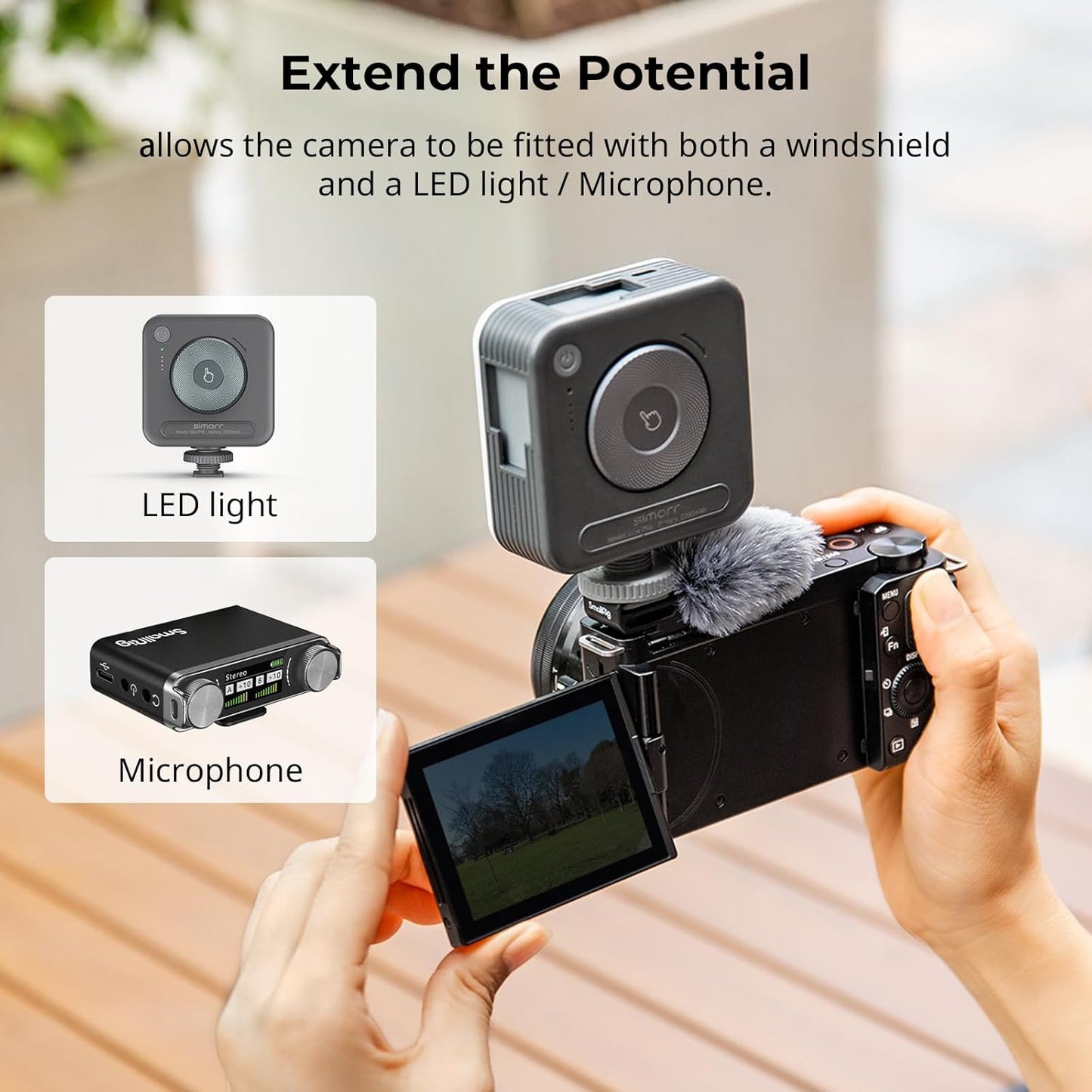 SMALLRIG Cold Shoe Adapter with Windshield for Sony Cameras - Black Flash NEW