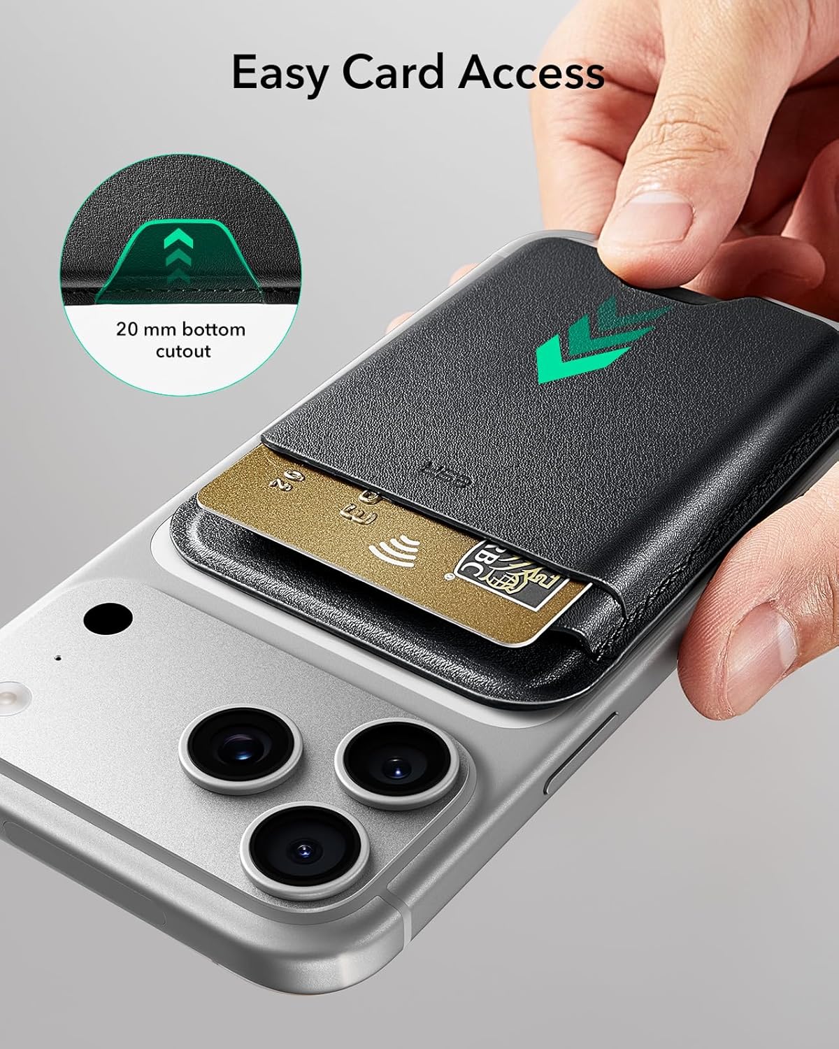 ESR Adhesive Card Holder with RFID Blocking and MagSafe for iPhone Black NEW