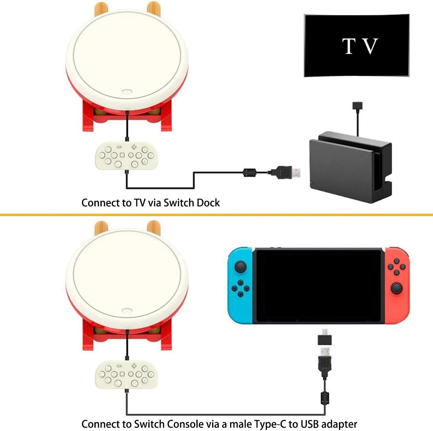 Taiko Drum Red Controllers with Sticks for Nintendo DEMO - Authentic DEMO