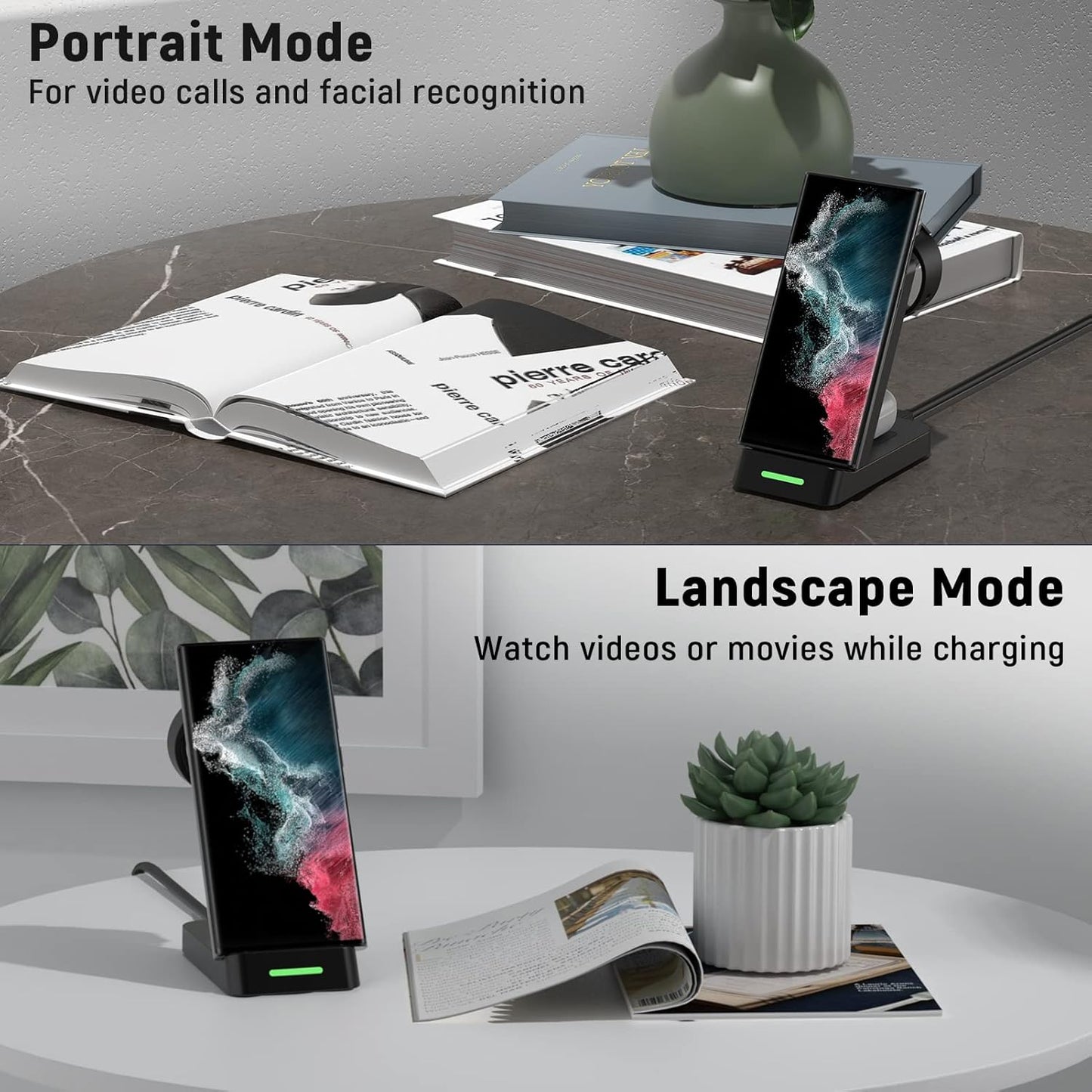 3-in-1 Wireless Charging Station Stand for Phones, Tablets, Watches Black DEMO