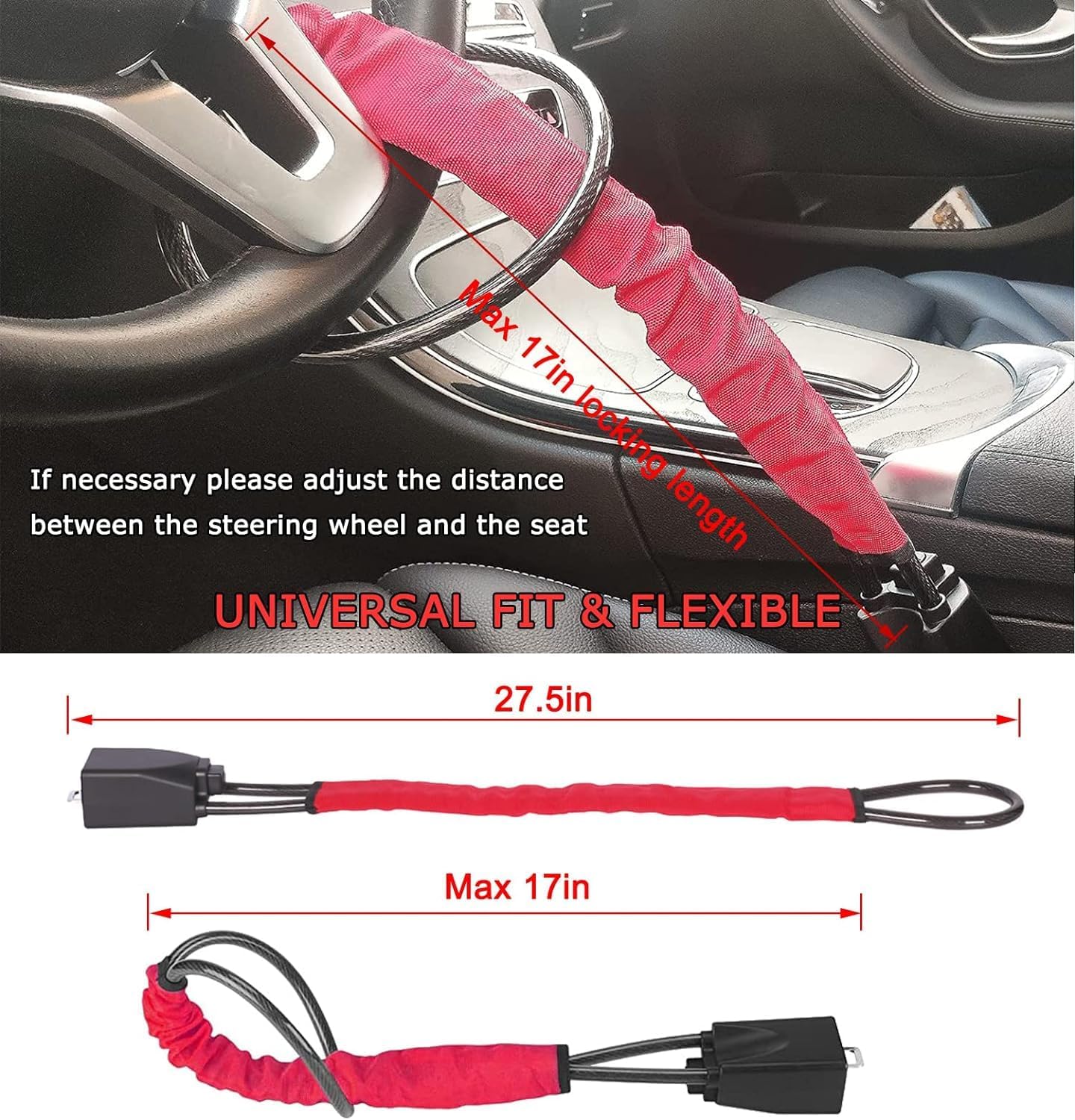 Secure Your Locking Devices Ride: Alloy Steel Steering Wheel Lock NEW