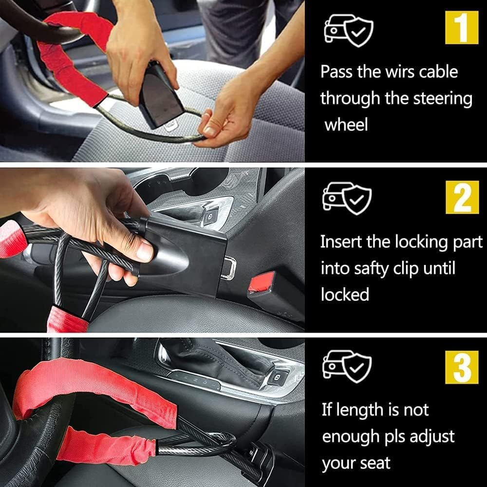 Secure Your Locking Devices Ride: Alloy Steel Steering Wheel Lock NEW