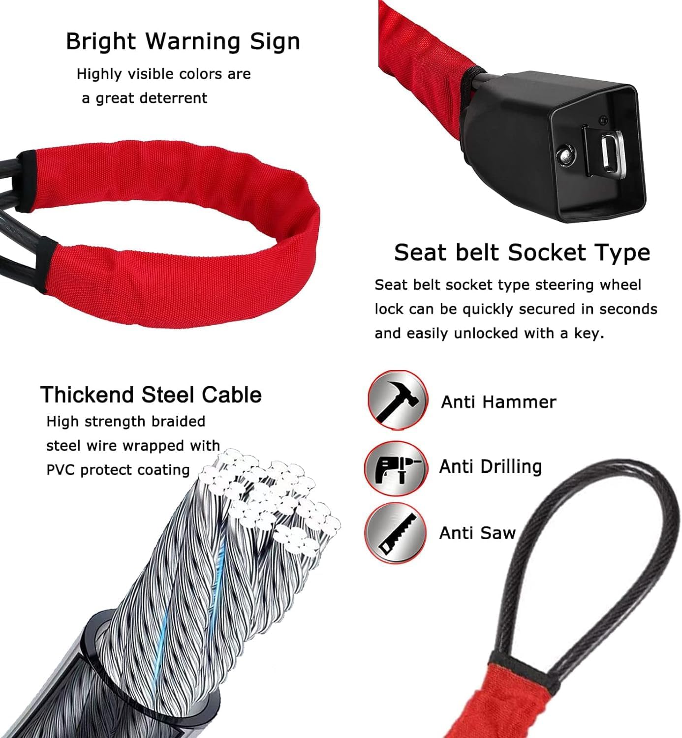 Secure Your Locking Devices Ride: Alloy Steel Steering Wheel Lock NEW