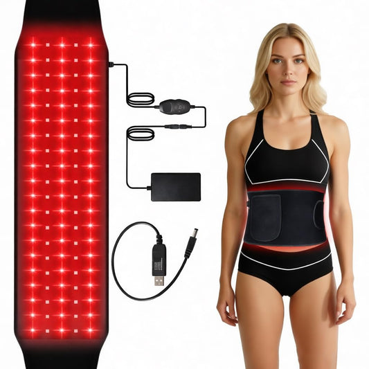 660nm Red & 850nm Near-Infrared Therapy Wrap Belt for Pain Relief Black NEW