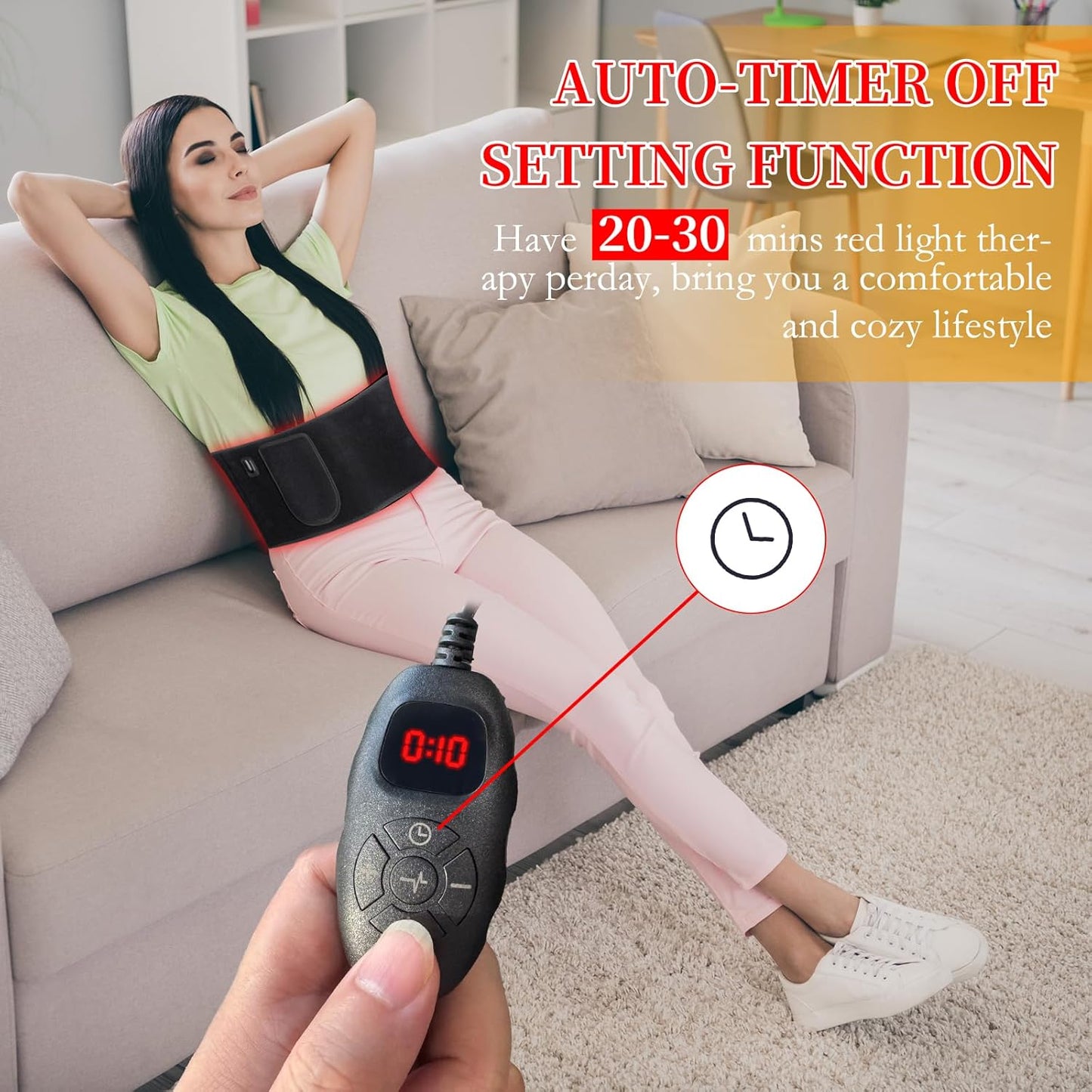 660nm Red & 850nm Near-Infrared Therapy Wrap Belt for Pain Relief Black NEW