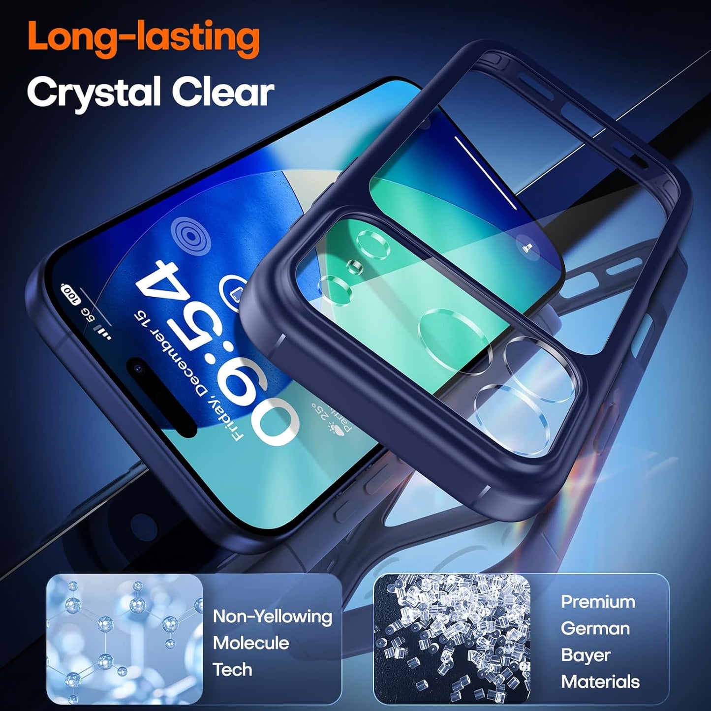 TAURI Basic Phone Cases for iPhone 17 Pro with Screen Protector Deep Blue NEW