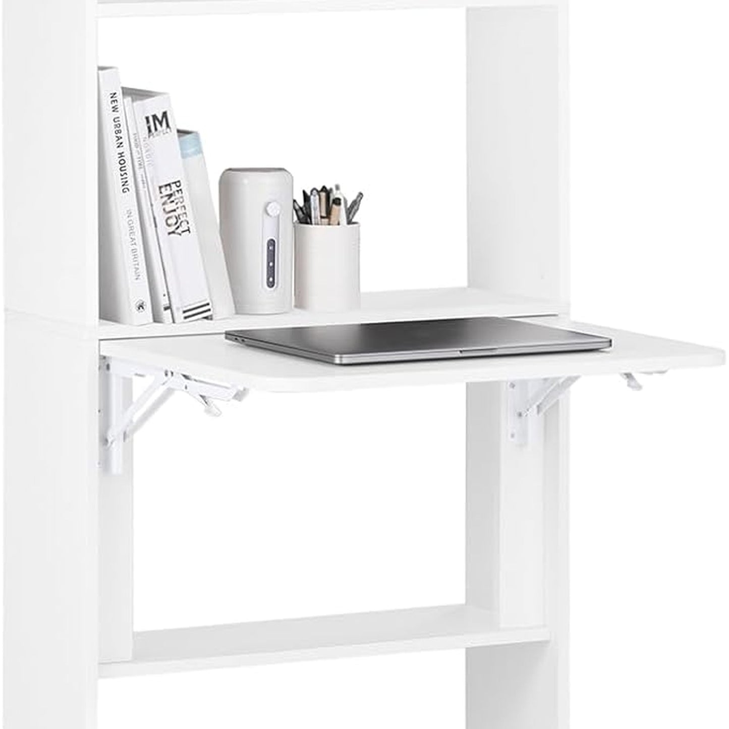 SoBuy Foldable Desks Computer Desk Workstation with Storage Shelves White NEW