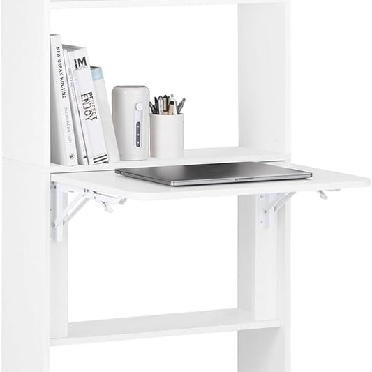 SoBuy Foldable Desks Computer Desk Workstation with Storage Shelves White NEW
