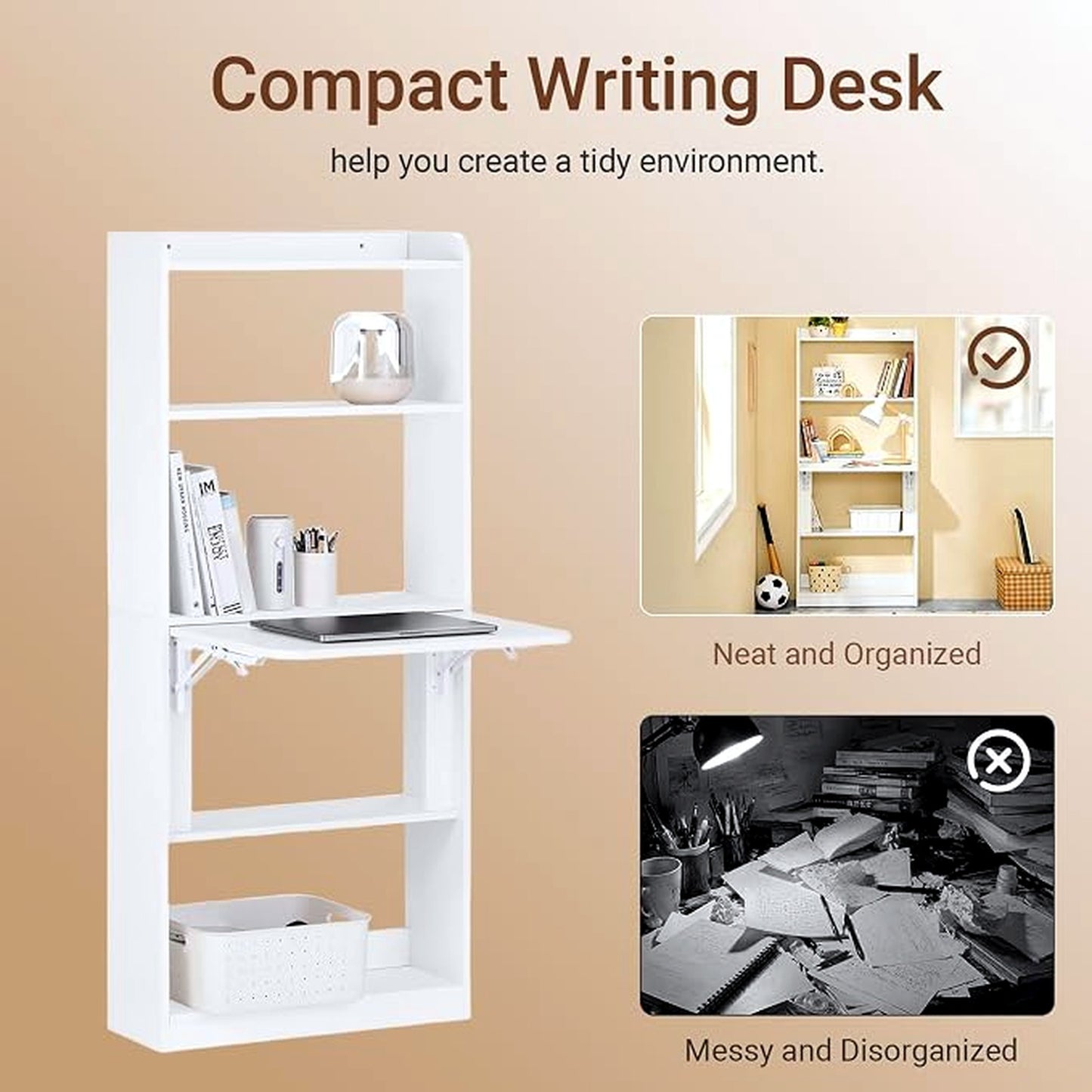 SoBuy Foldable Desks Computer Desk Workstation with Storage Shelves White NEW