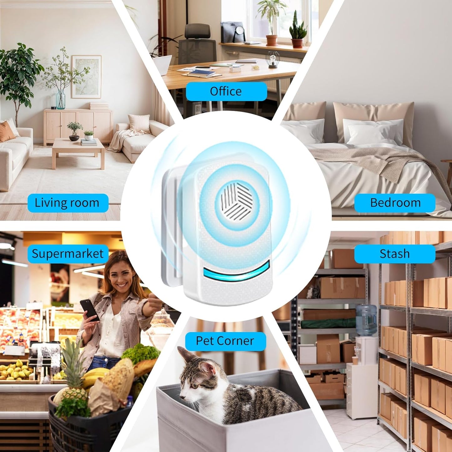 Ultrasonic Pest Repeller Plug-in Electronic Control for Home White Size 6 DEMO