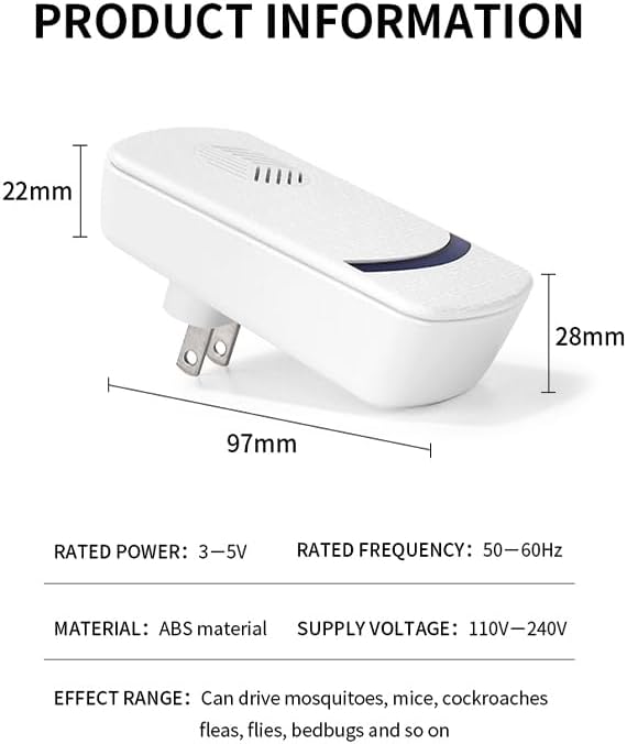 Ultrasonic Pest Repeller Plug-in Electronic Control for Home White Size 6 DEMO