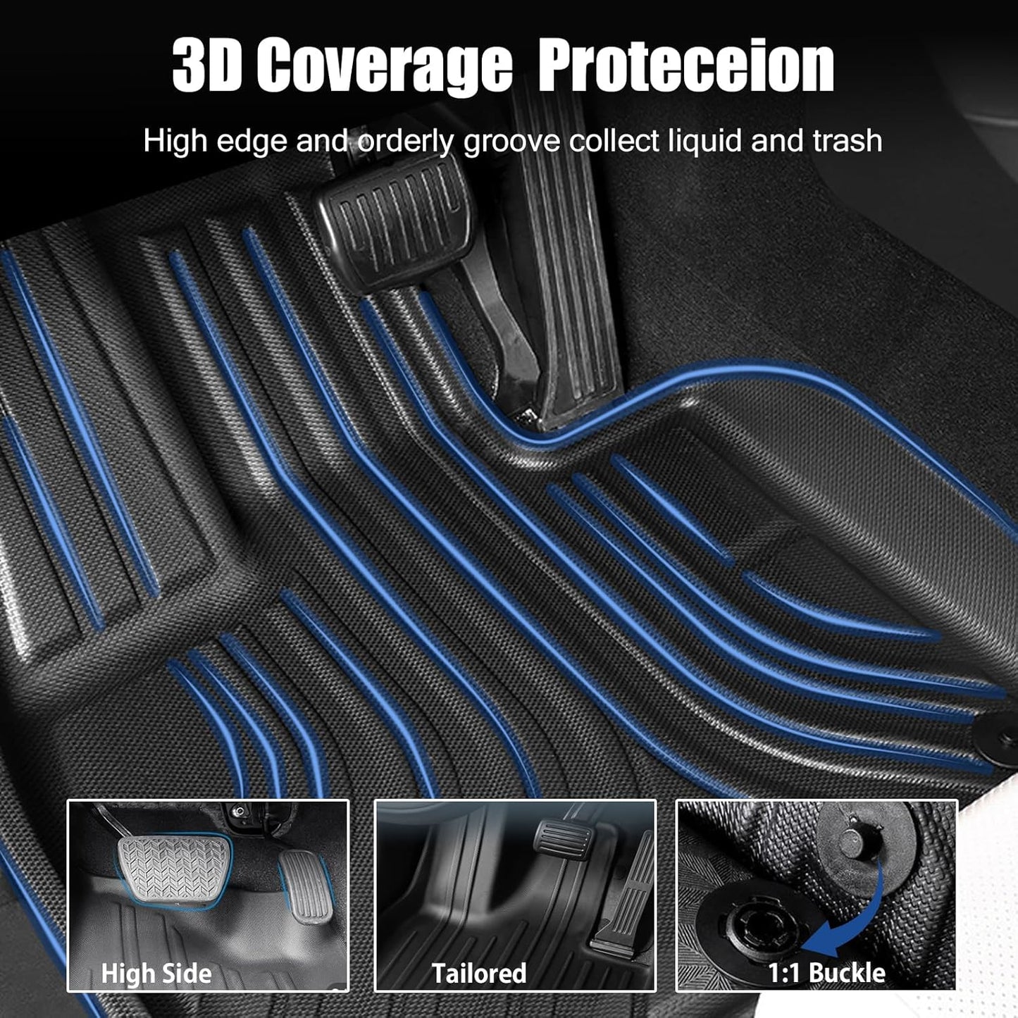 All-Weather 3D TPE Floor Mats for Toyota Hilux 2016-2024 Pickup Truck Size NEW