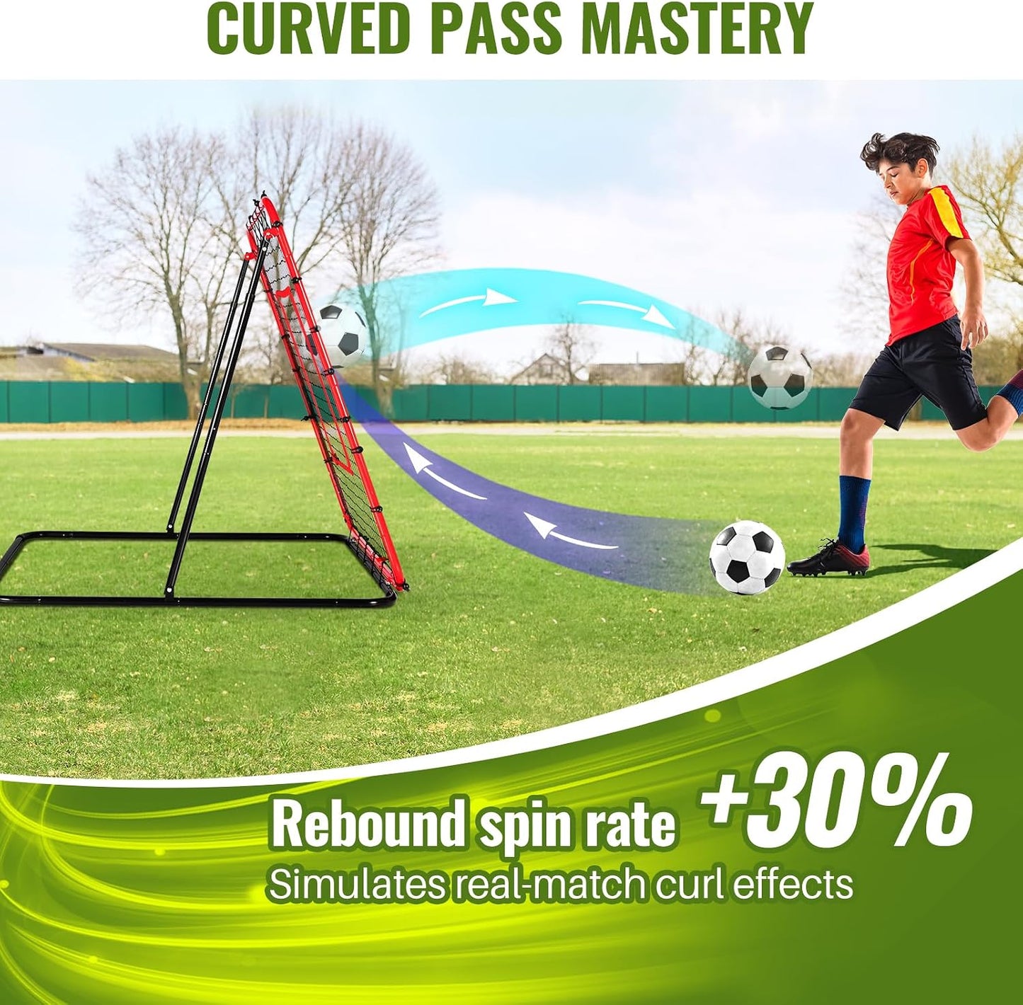 Angle Adjustable Football Rebounder Net Soccer Training Accessory Black & NEW