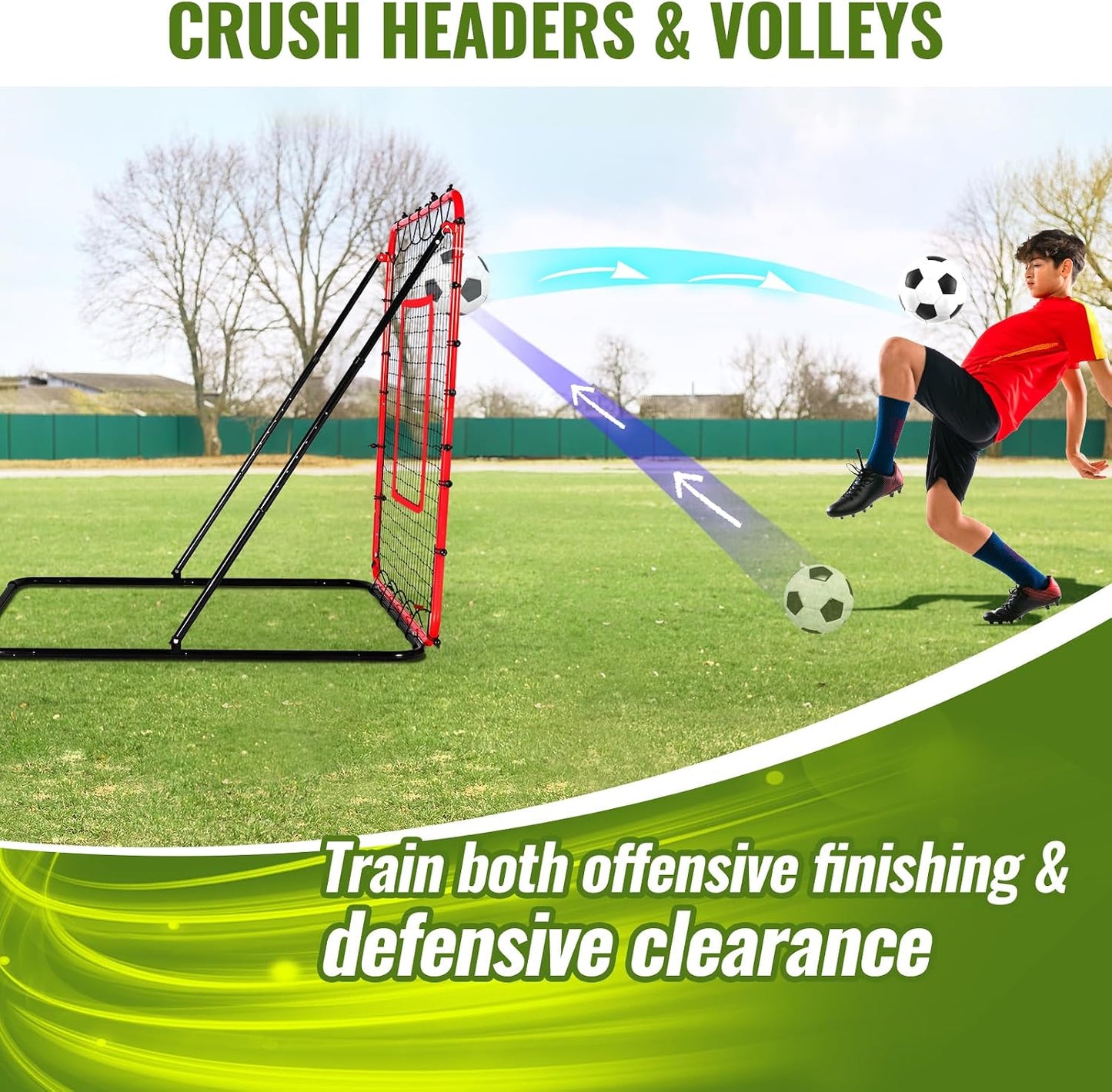 Angle Adjustable Football Rebounder Net Soccer Training Accessory Black & NEW