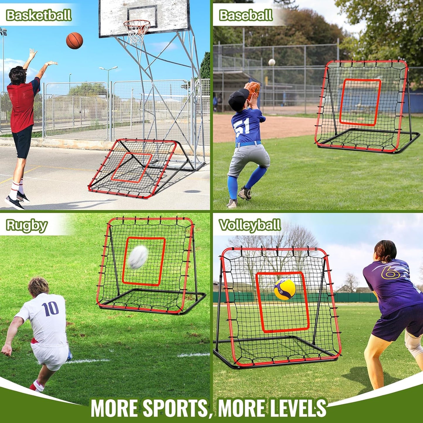 Angle Adjustable Football Rebounder Net Soccer Training Accessory Black & NEW