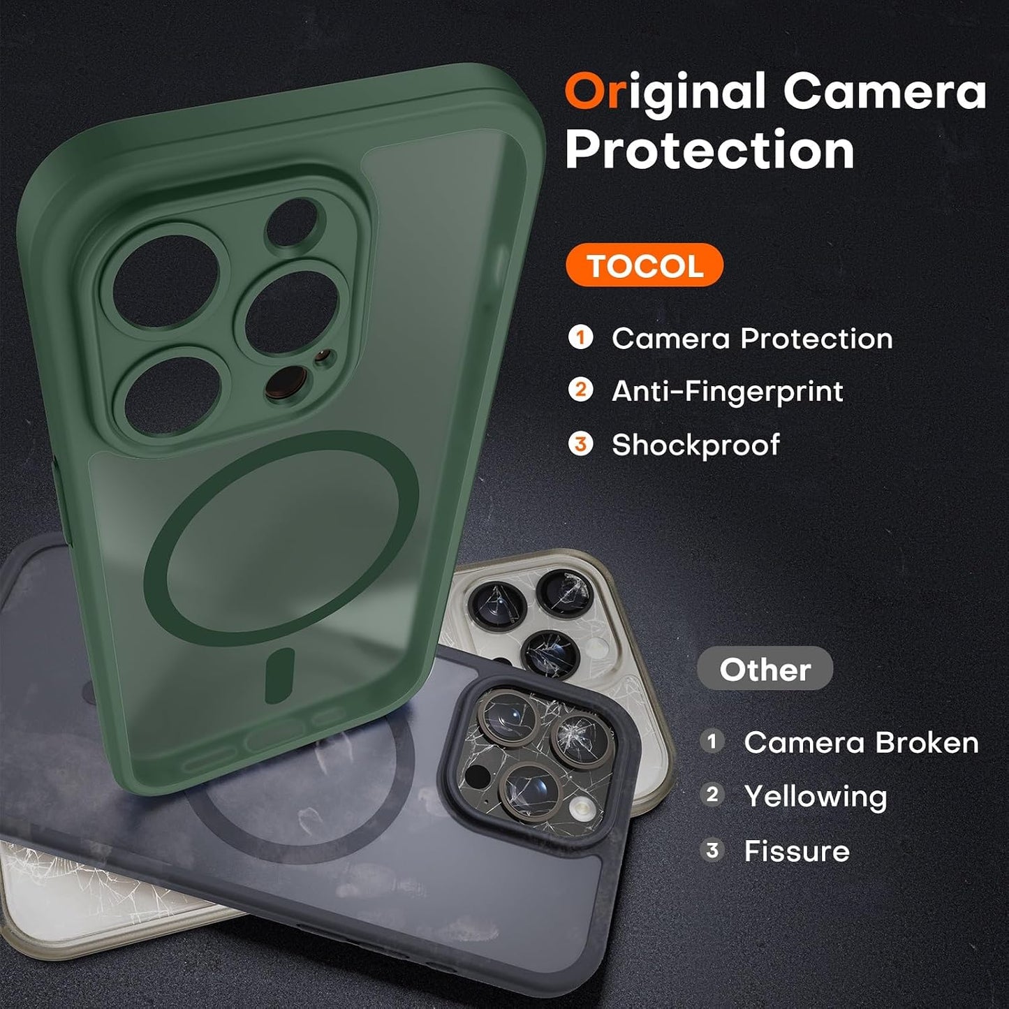 TOCOL Alpine Green iPhone 15 Pro Max Magsafe Protective Phone Case Size NEW