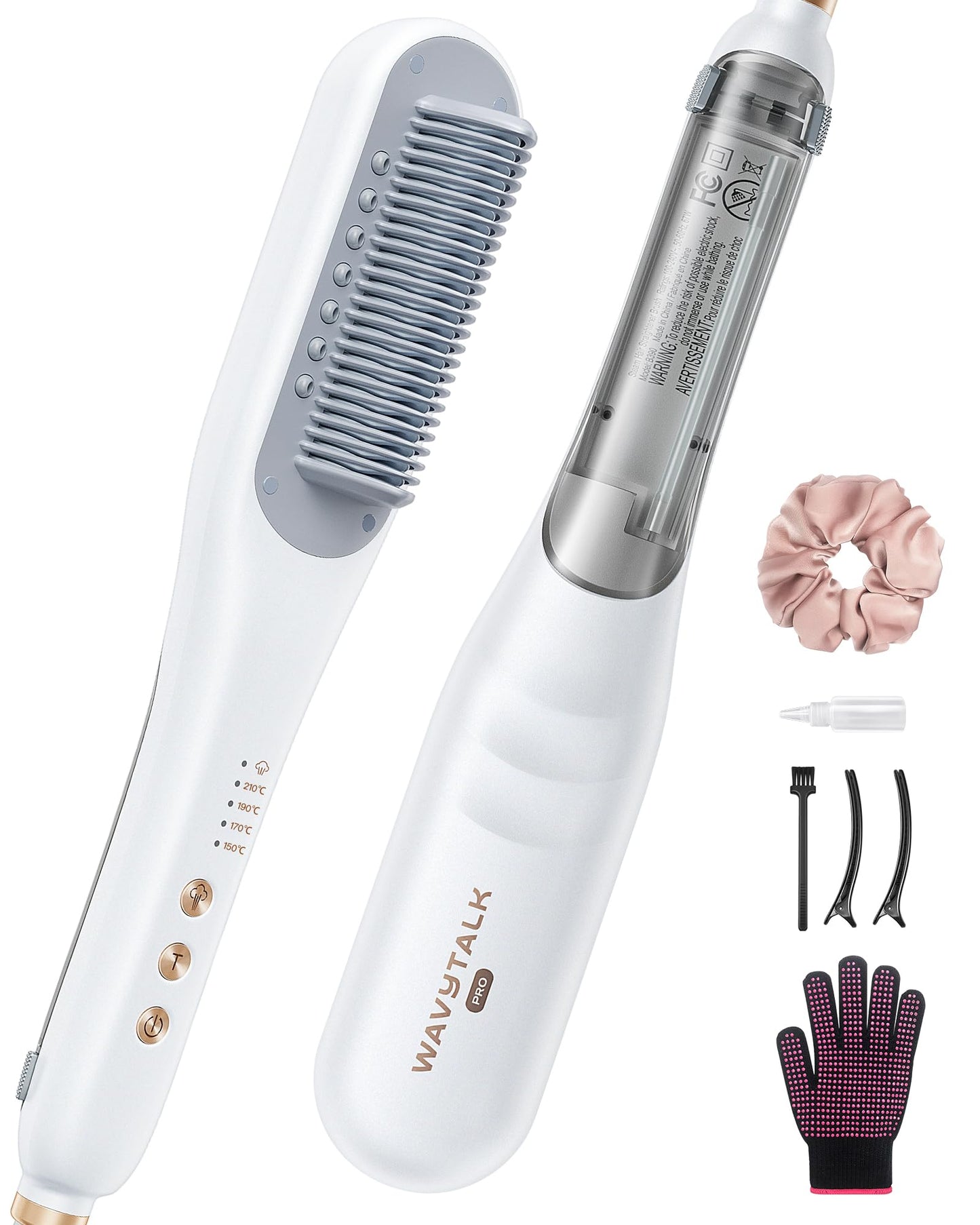 wavytalk 3-in-1 Ceramic Steam Hair Straightener Brush for Smooth, Shine DEMO