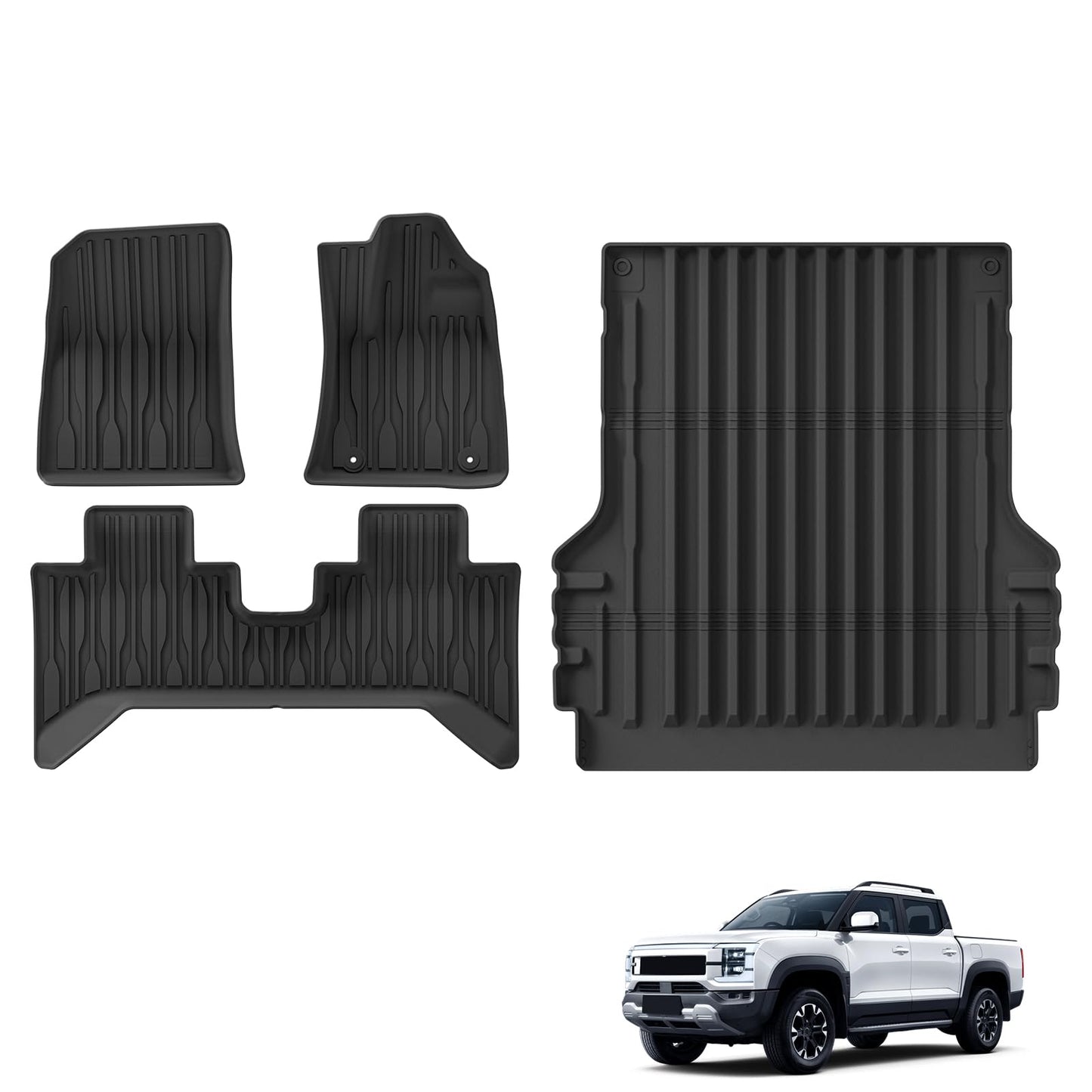 Durable Truck Bed Mat for BYD Shark 6 2024-2026, TPE Foot Mats, Black Size DEMO