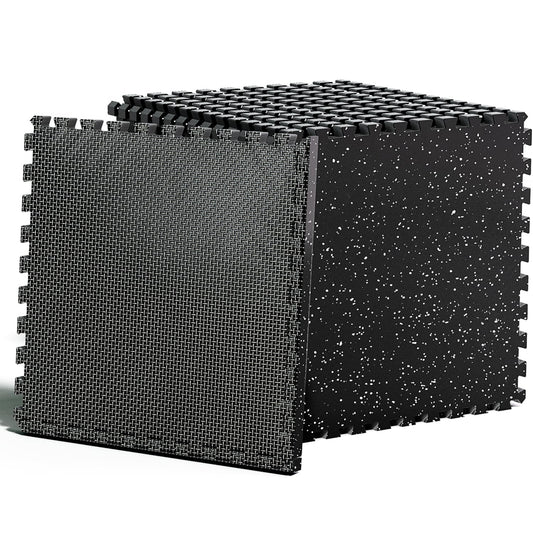 Thick Rubber Exercise Mats for Home Workout - Black Set of 15 Pads Size Set NEW