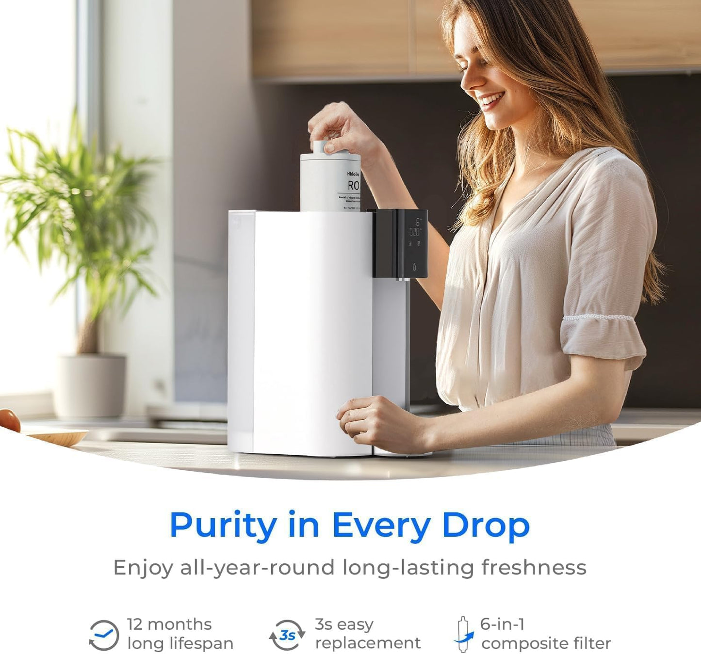 Waterdrop 6-Stage Reverse Osmosis Countertop Water Filtration System White DEMO