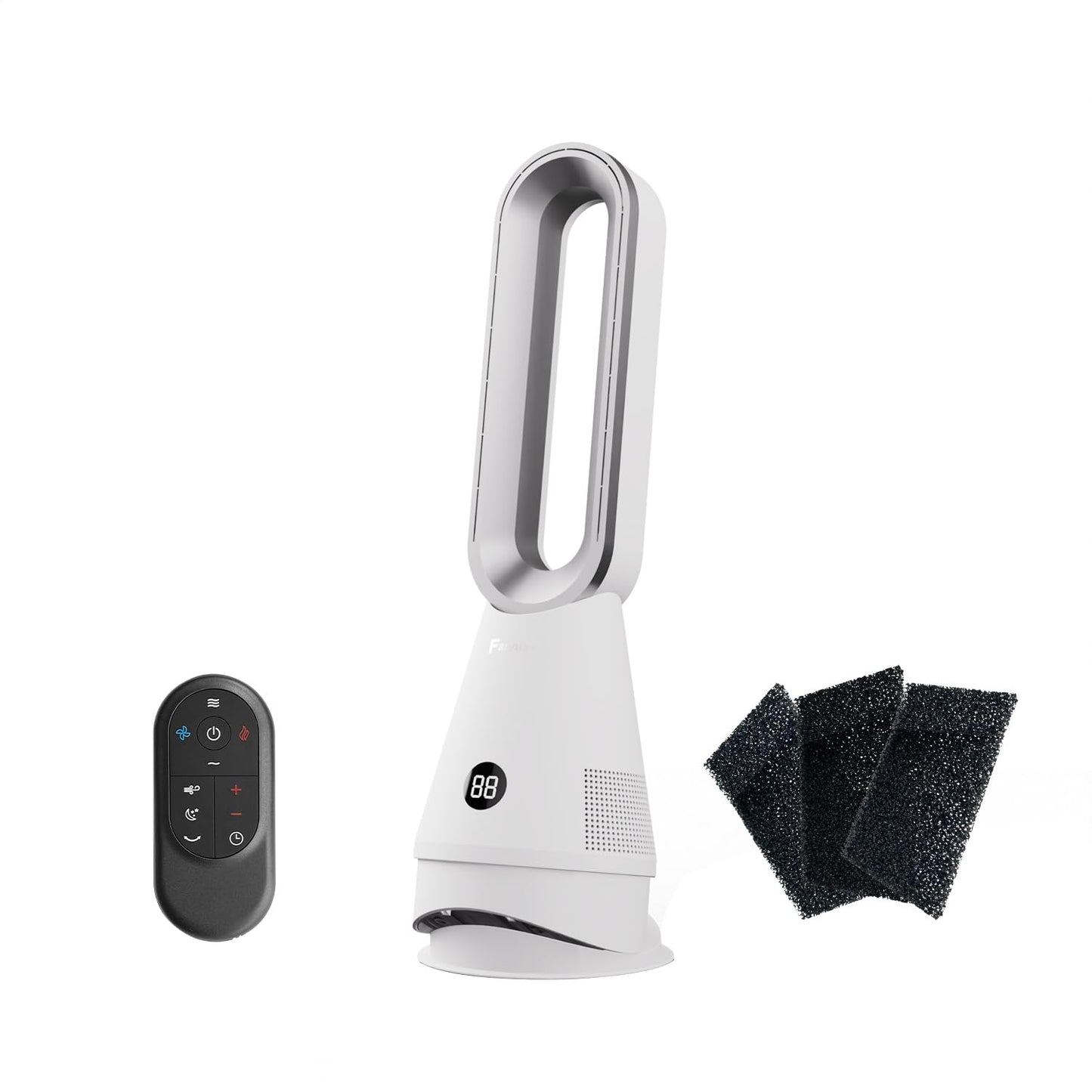 22" Oscillating Bladeless White Tower Fan for Cooling Large Rooms DEMO