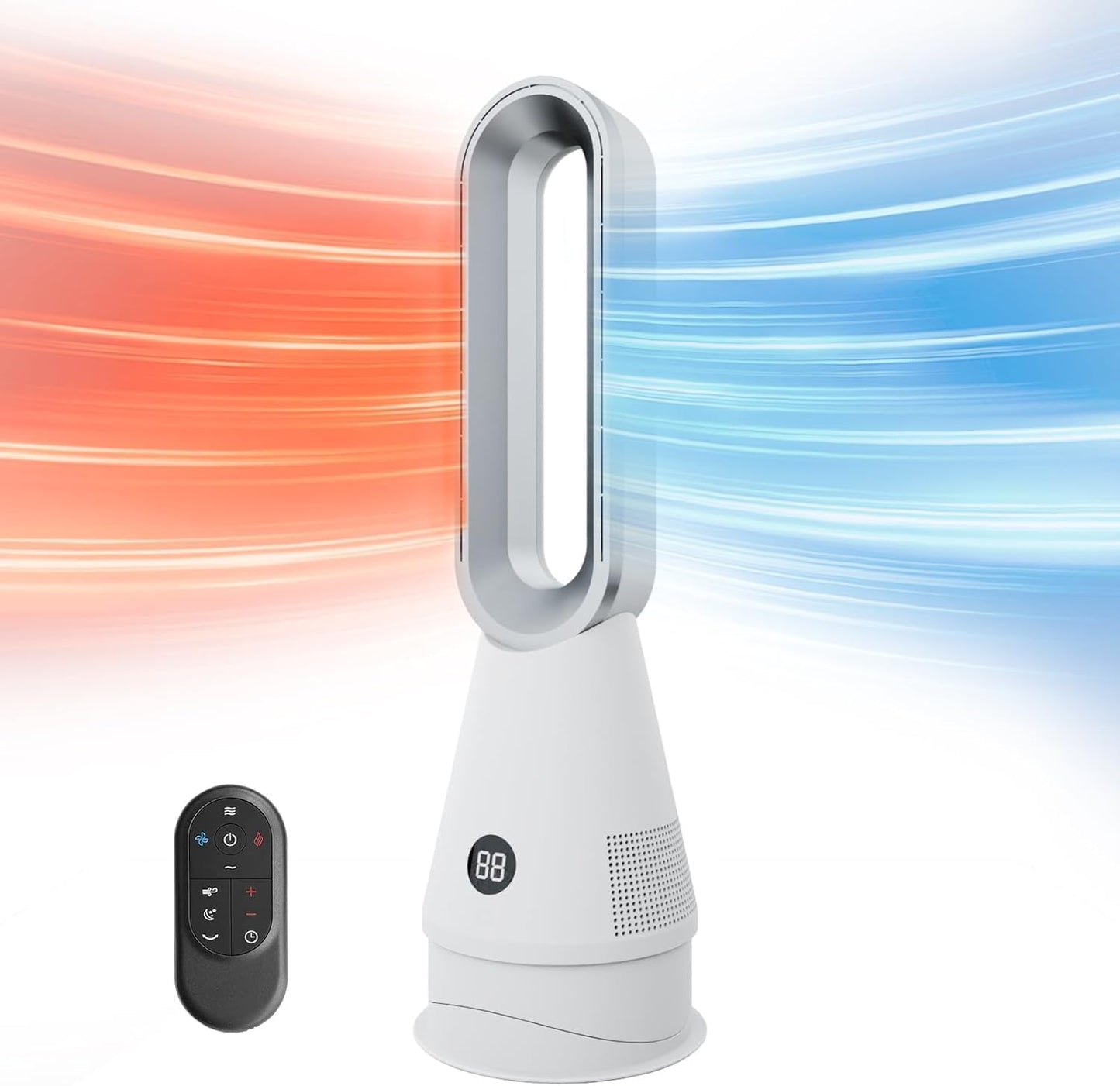 22" Oscillating Bladeless White Tower Fan for Cooling Large Rooms DEMO