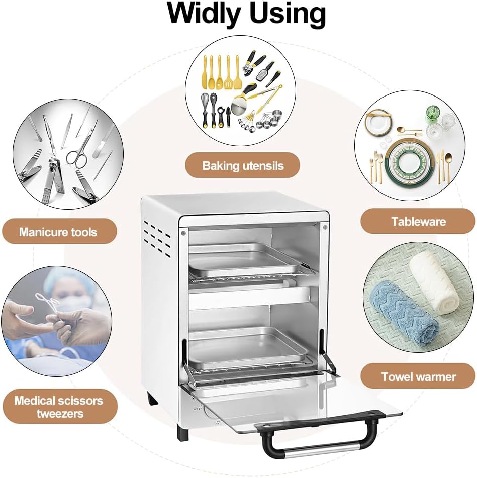 8L White Double Deck Nail Tool Sterilizer with High Temperature Cleaning DEMO