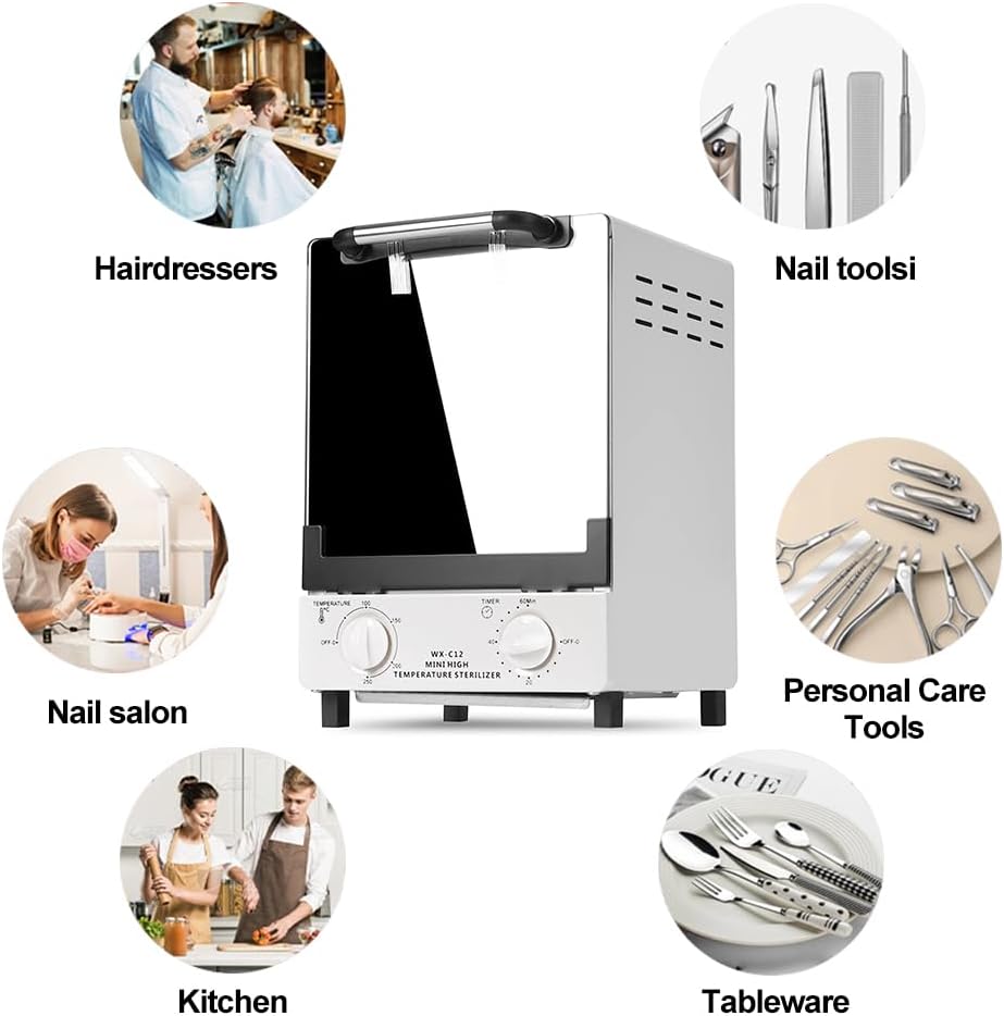 8L White Double Deck Nail Tool Sterilizer with High Temperature Cleaning DEMO