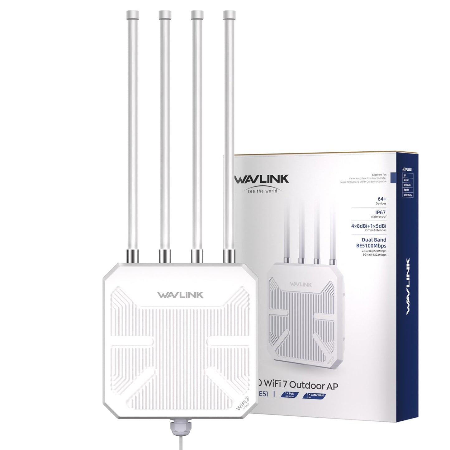 WAVLINK Dual Band Outdoor WiFi Range Extender, Long-Range Wireless Network NEW