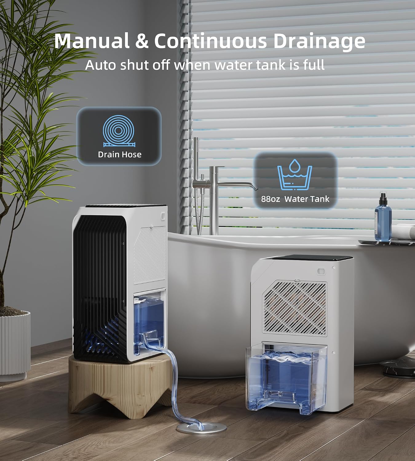Quiet 88oz Portable Dehumidifier for Bedroom, Home, Office - White NEW