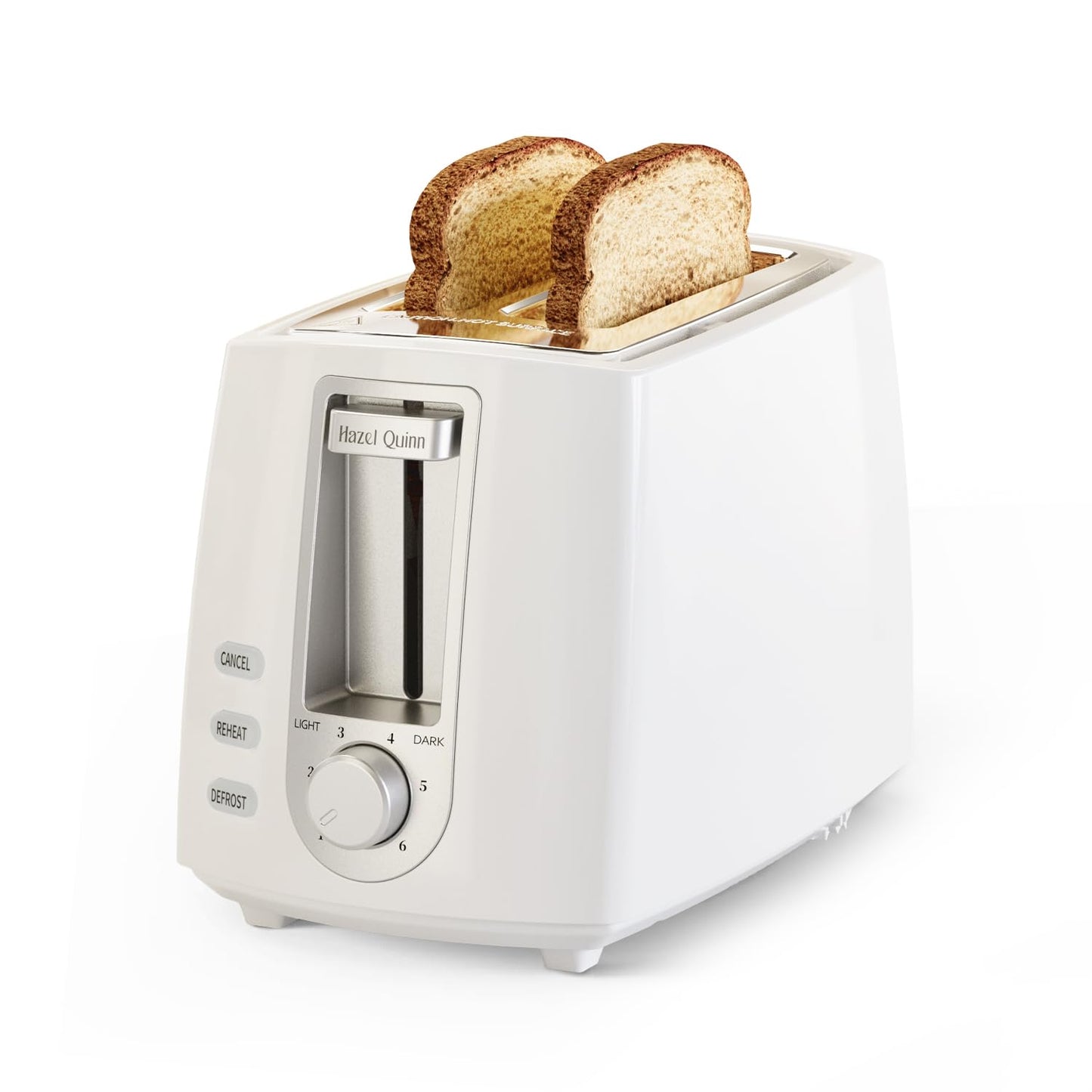 Hazel Quinn Toasters White 2-Slice Toaster with Wide Slots and 6 Browning NEW