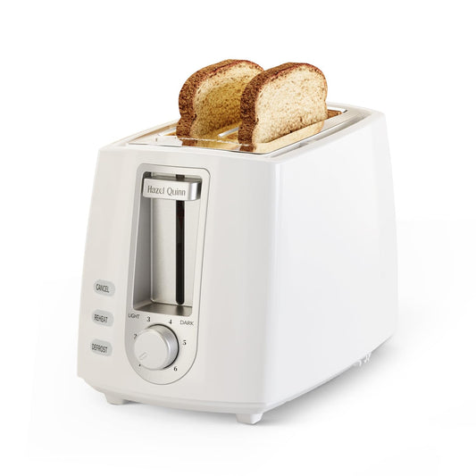 Hazel Quinn Toasters White 2-Slice Toaster with Wide Slots and 6 Browning NEW