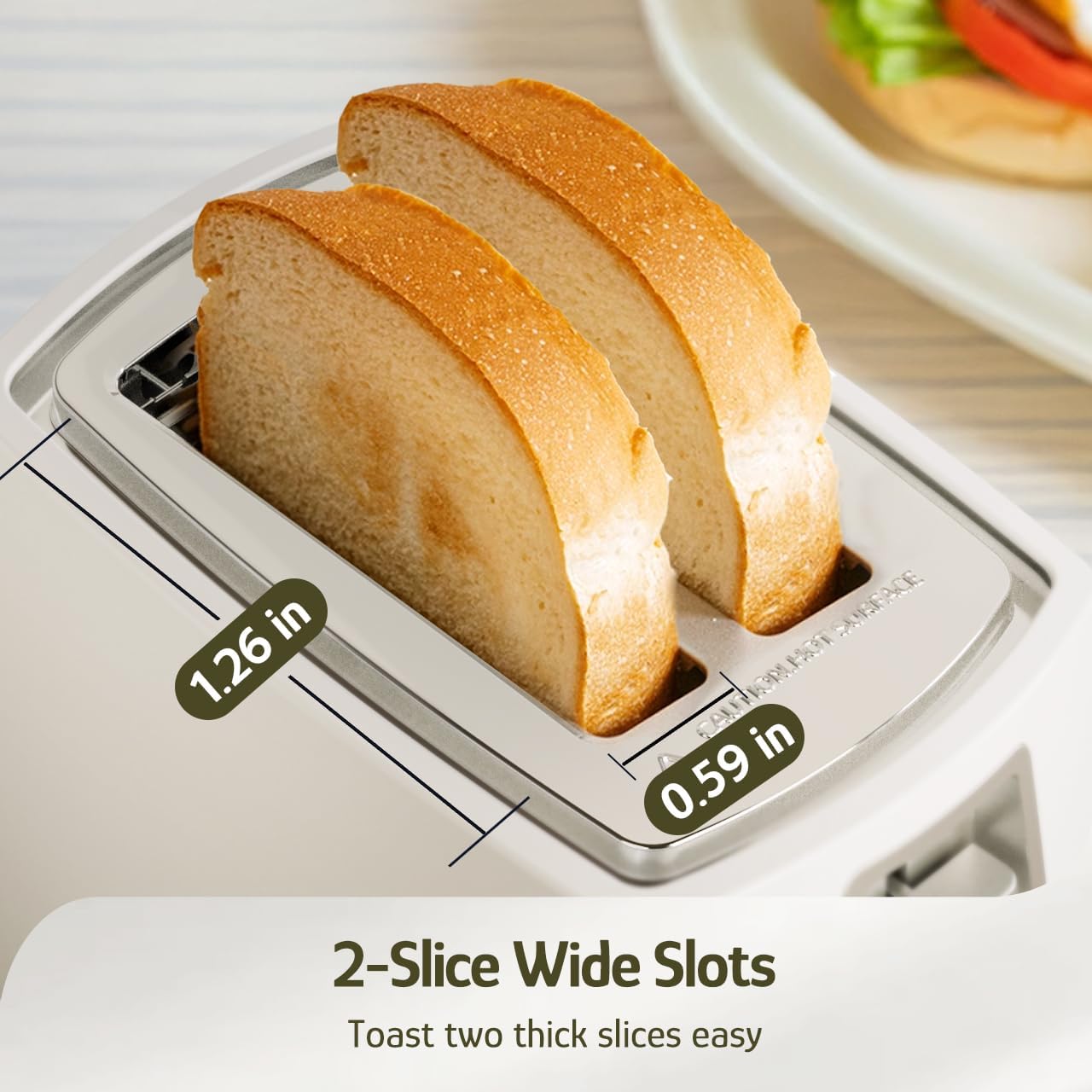 Hazel Quinn Toasters White 2-Slice Toaster with Wide Slots and 6 Browning NEW