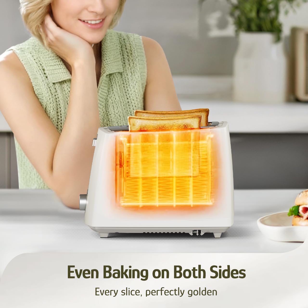 Hazel Quinn Toasters White 2-Slice Toaster with Wide Slots and 6 Browning NEW