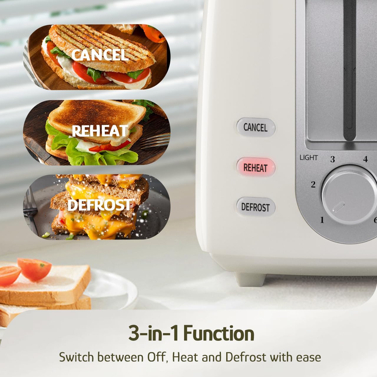 Hazel Quinn Toasters White 2-Slice Toaster with Wide Slots and 6 Browning NEW