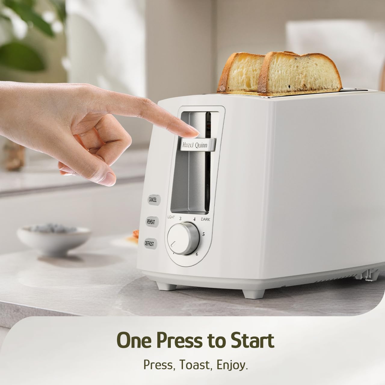 Hazel Quinn Toasters White 2-Slice Toaster with Wide Slots and 6 Browning NEW