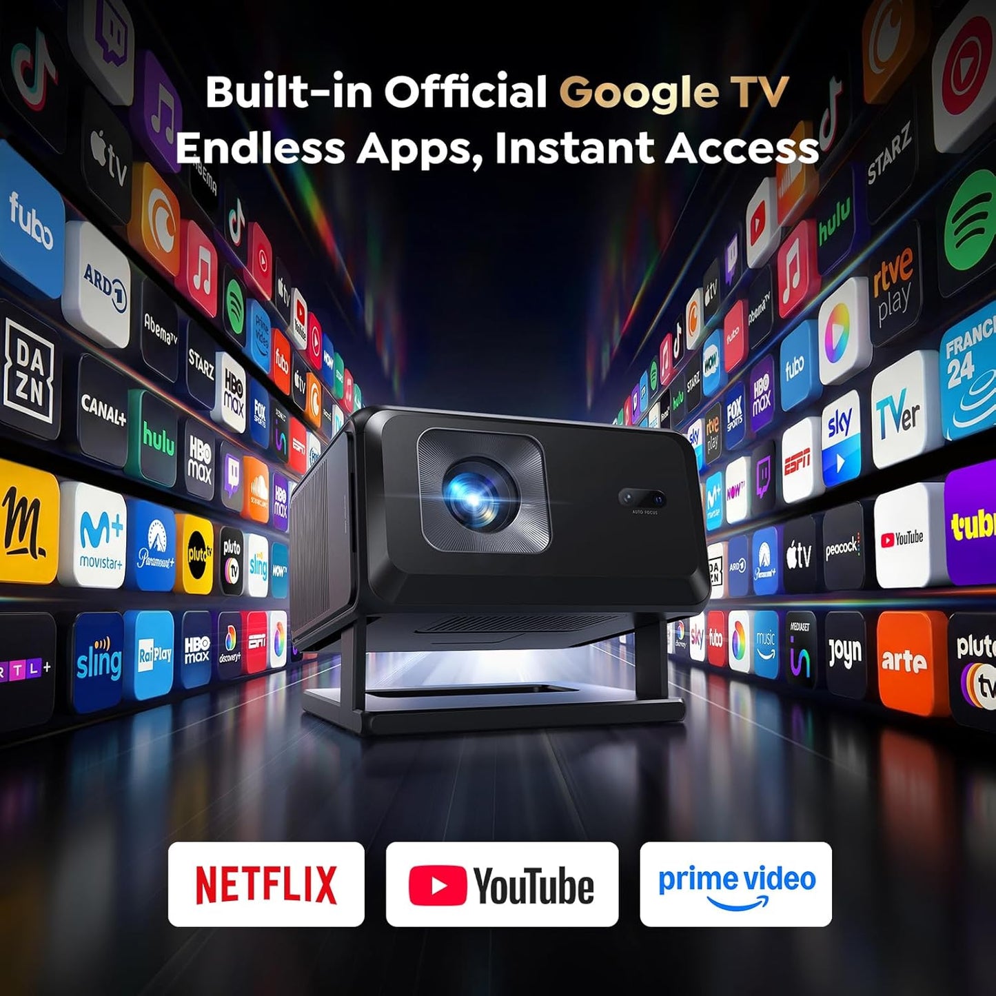 TOPTRO 4K Projectors Projector with Google TV, Netflix, Disney+ Auto Focus & 6D