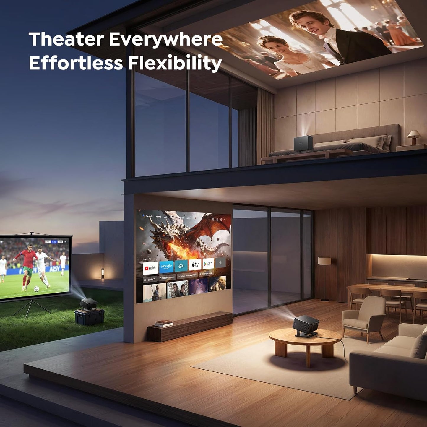 TOPTRO 4K Projectors Projector with Google TV, Netflix, Disney+ Auto Focus & 6D
