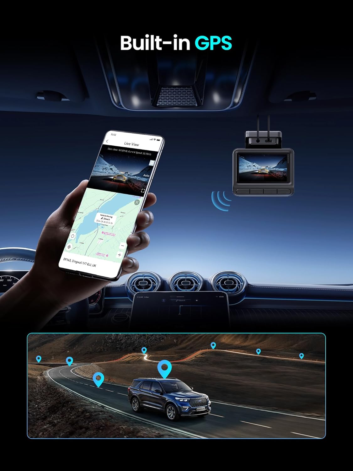 ddpai 4K+1080P Dual Dash Cam with 64GB Card, On-Dash-Monitoring, Black DEMO