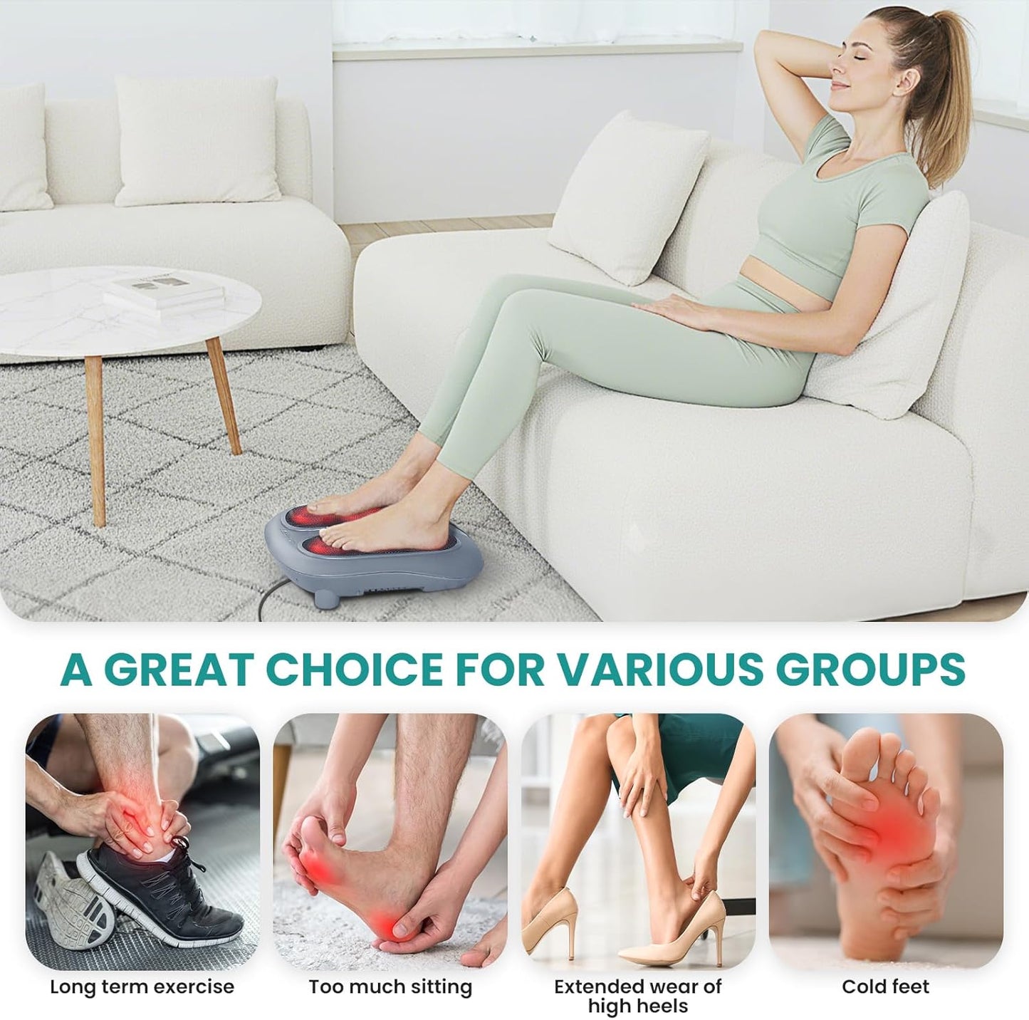 Nekteck Electric Foot Massager for Plantar Fasciitis & Pain Relief, Gray DEMO