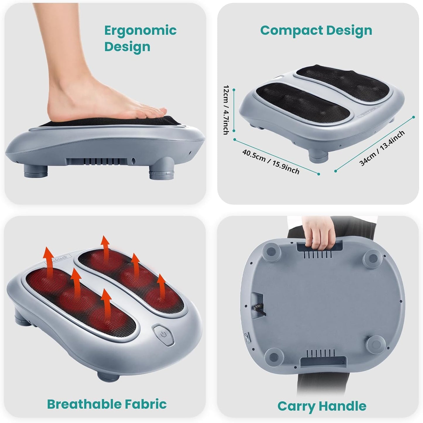 Nekteck Electric Foot Massager for Plantar Fasciitis & Pain Relief, Gray DEMO