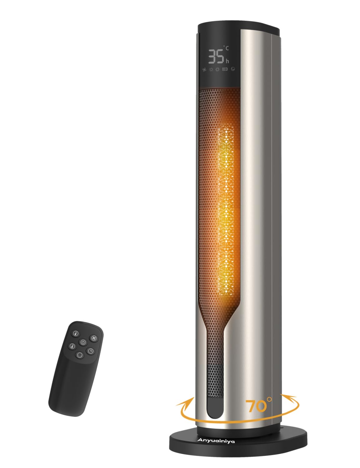 2000W Portable Heating Oscillating Space Heater with Indoor Fan, Silver DEMO