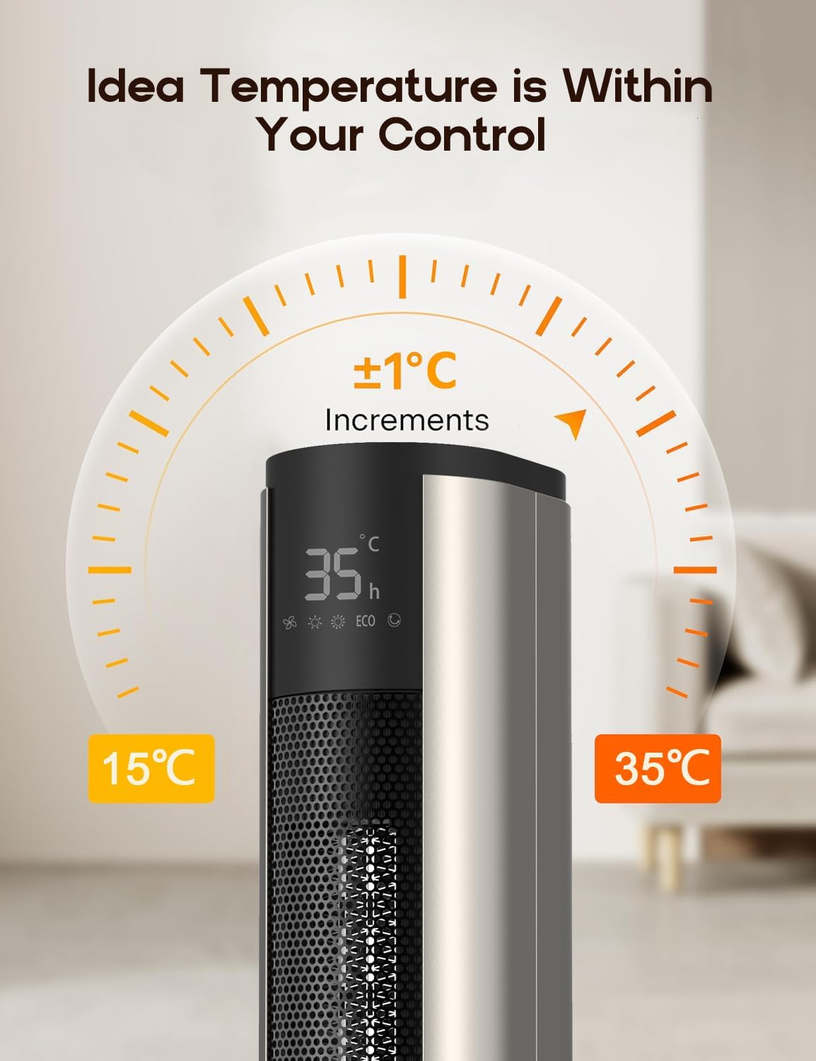 2000W Portable Heating Oscillating Space Heater with Indoor Fan, Silver DEMO