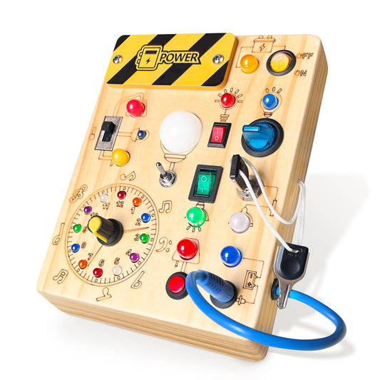 Wooden Montessori Toys Busy Board Sensory Early Development Toy Yellow Size NEW